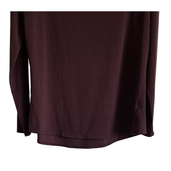 Athleta Womens Long Sleeve Top Size L Burgundy Athleisure Yoga Gym Cut Out Back - Picture 3 of 8